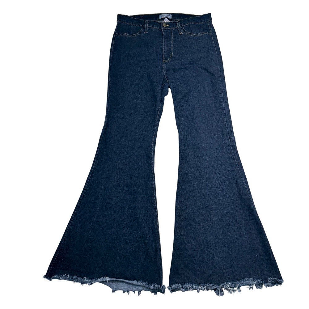 NEW Judy Blue Los Angeles Women's Size 13 31x32 Dark Wash Flare Jeans Raw Hem